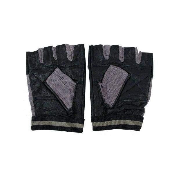 Guante Fitness DRB Cuero Spandex Gris Negro 2