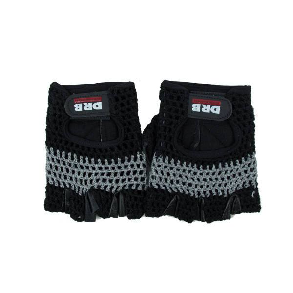 Guante Fitness DRB Cuero Tejido Gris Negro