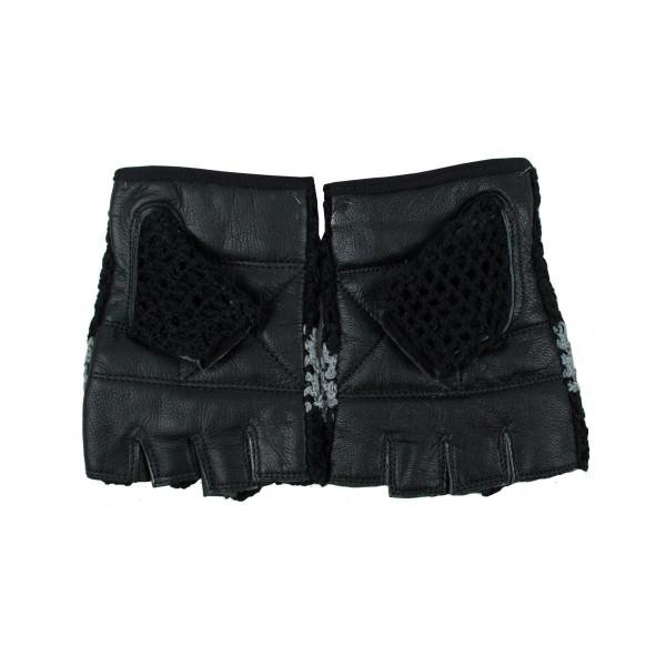 Guante Fitness DRB Cuero Tejido Gris Negro 2