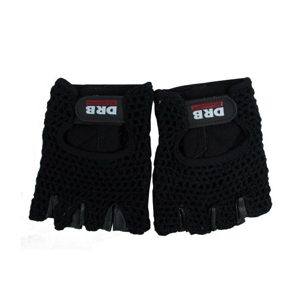 Guante Fitness DRB Cuero Tejido Negro
