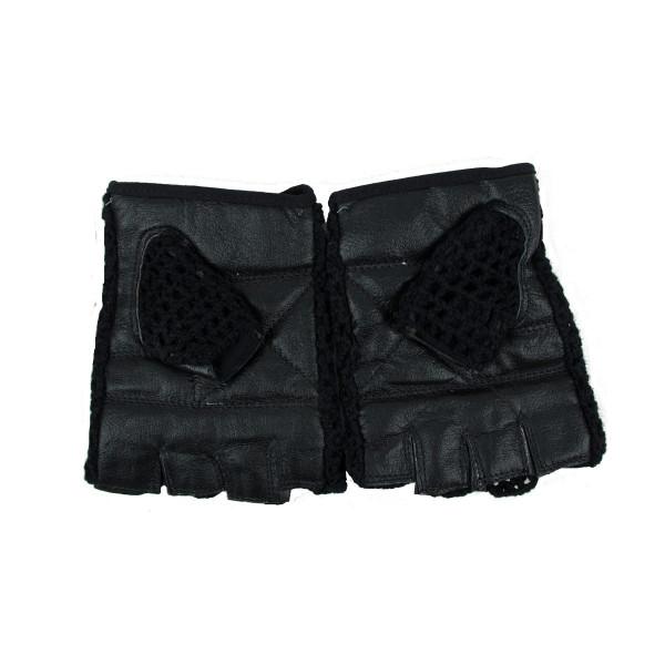 Guante Fitness DRB Cuero Tejido Negro 2