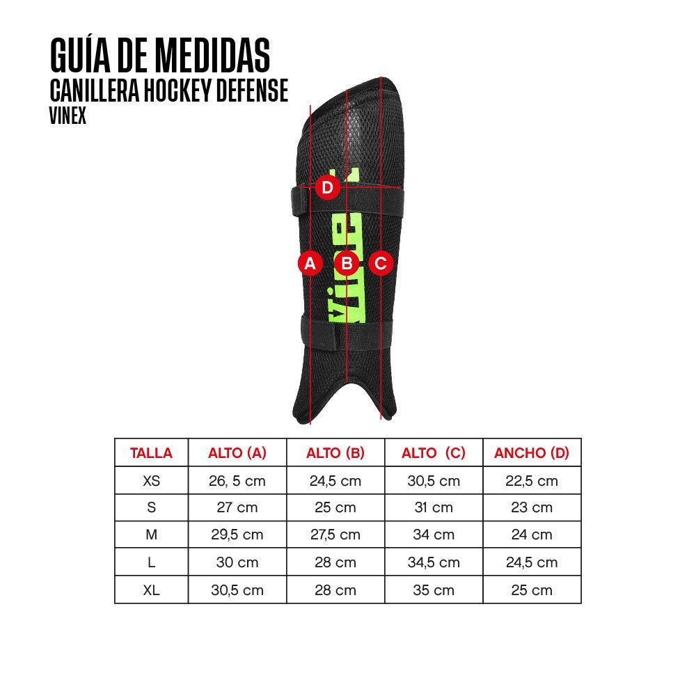 Canillera de Hockey Vinex Defense Negro Guia